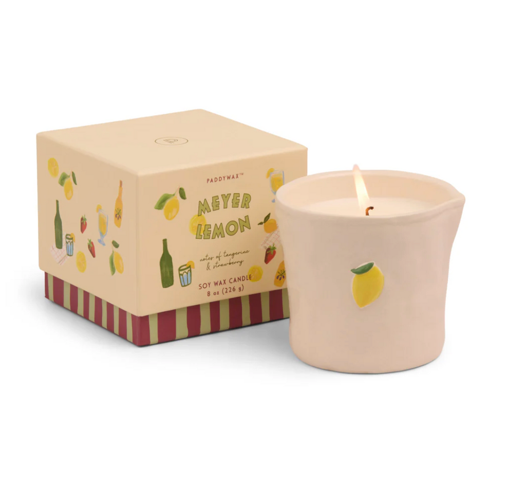 Paddywax - Bistro 8oz/226g Lemon Embossed Ceramic Candle - Meyer Lemon Boxed