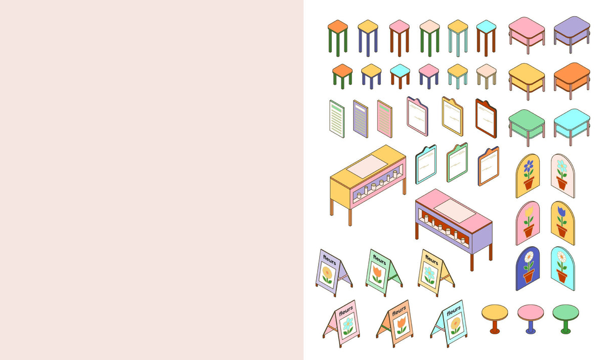 CUTE N COZY STICKER THERAPY: FLOWER SHOPS (SKITTLEDOG) (PB)