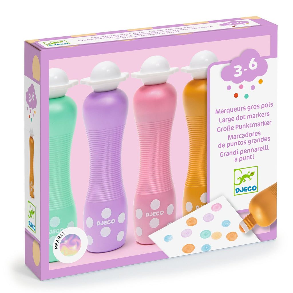Djeco 6 Colouring Foam Dot Markers - Pearly