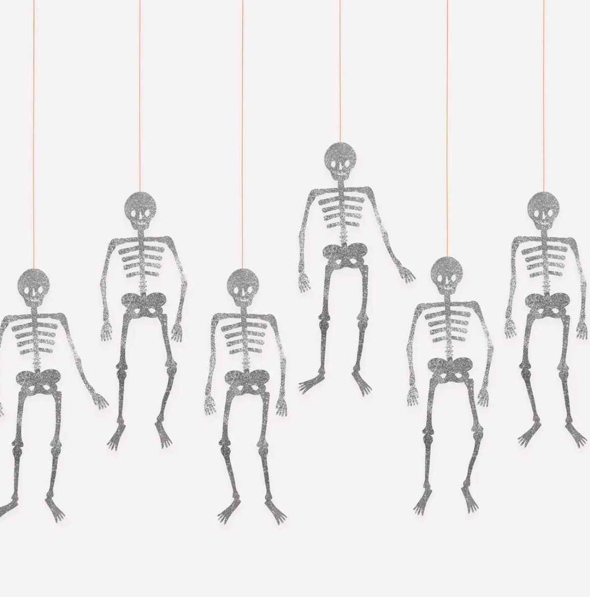 Meri Meri Halloween Glitter Jointed Skeleton Decorations (x6)
