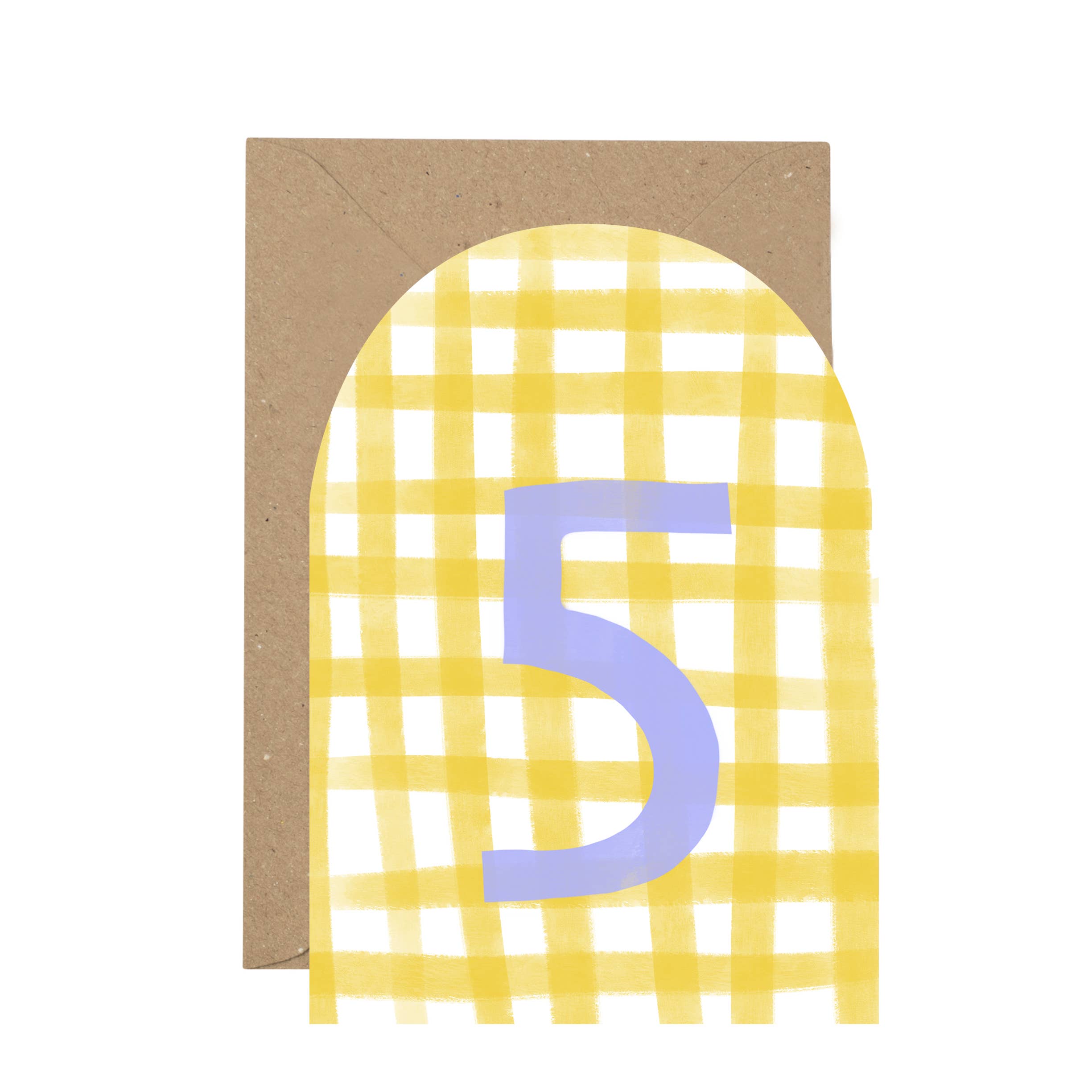 5th Yellow Gingham Birthday Card