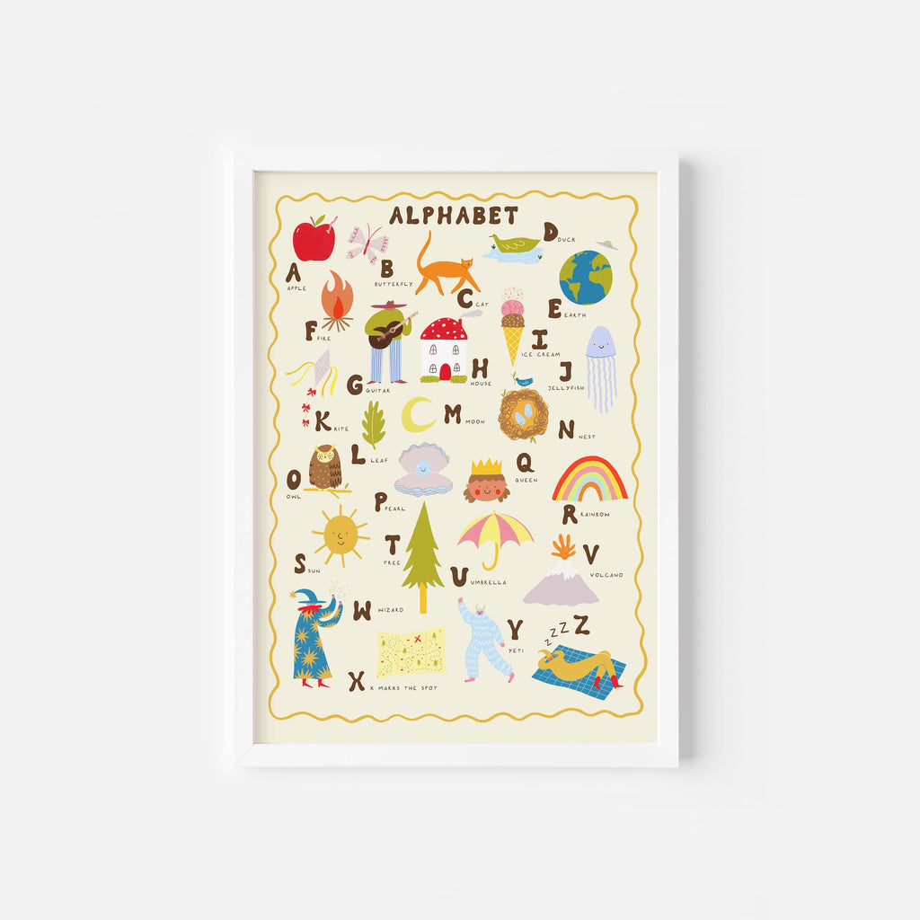 Illustrated Alphabet Art Print | Children's Wall Art | Kids