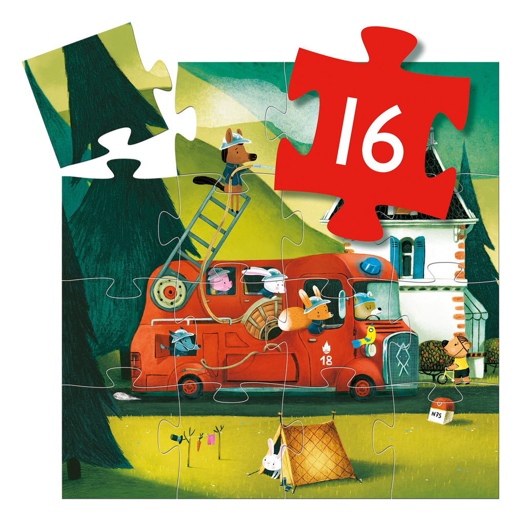 Djeco Silhouette 16 Piece Puzzle - The Fire Truck