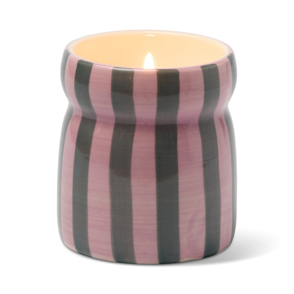 Paddywax Cabana Christmas 6.5oz/184g Pink/Green Striped Ceramic Candle - Cinnamon & Clove