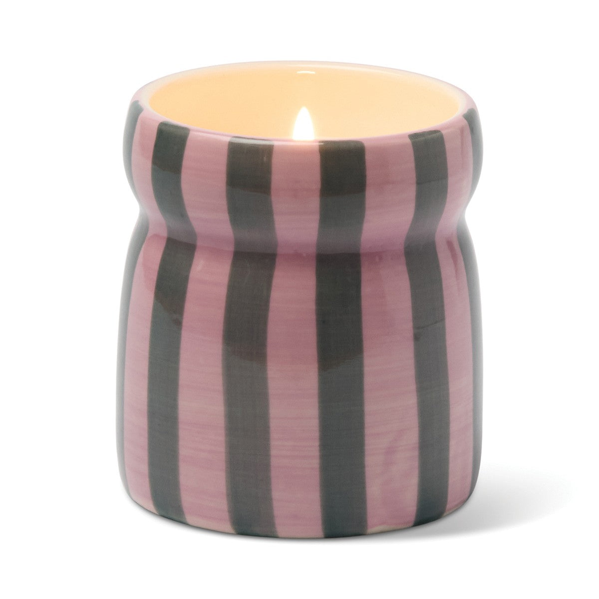 Paddywax Cabana Christmas 6.5oz/184g Pink/Green Striped Ceramic Candle - Cinnamon & Clove