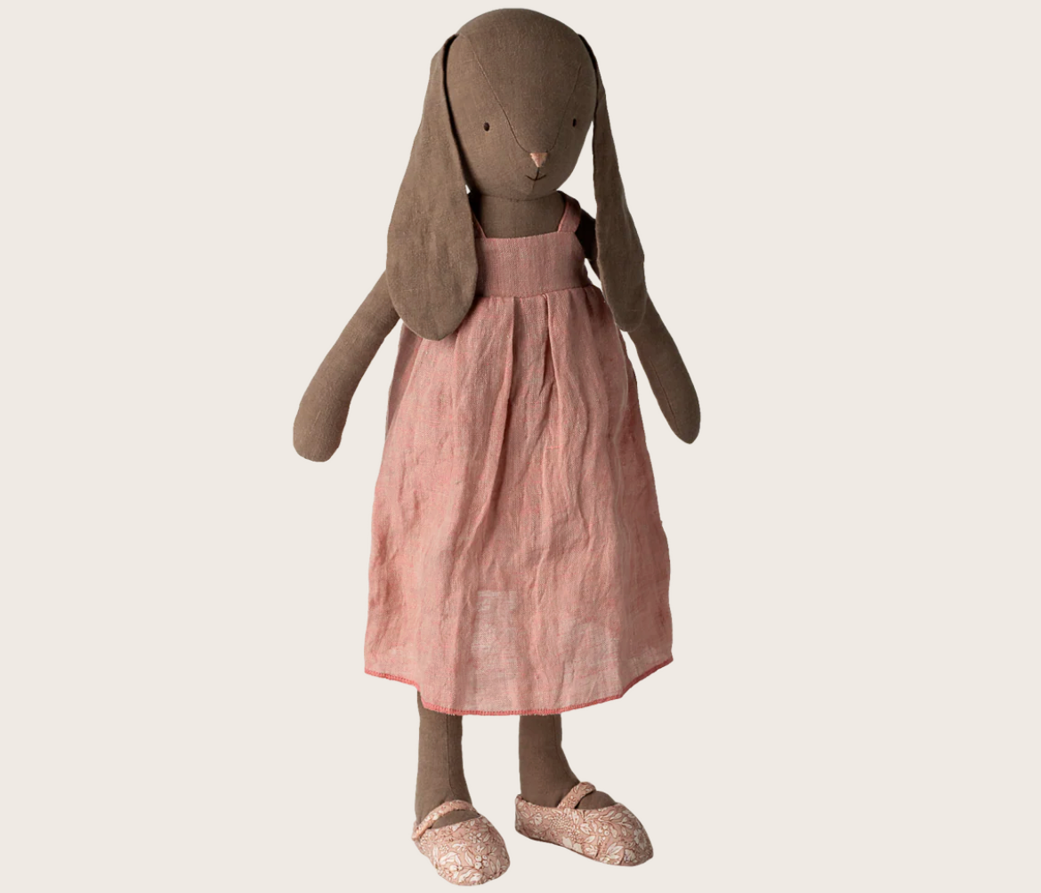 Maileg Bunny, Size 4 - Brown - Dress and shoes