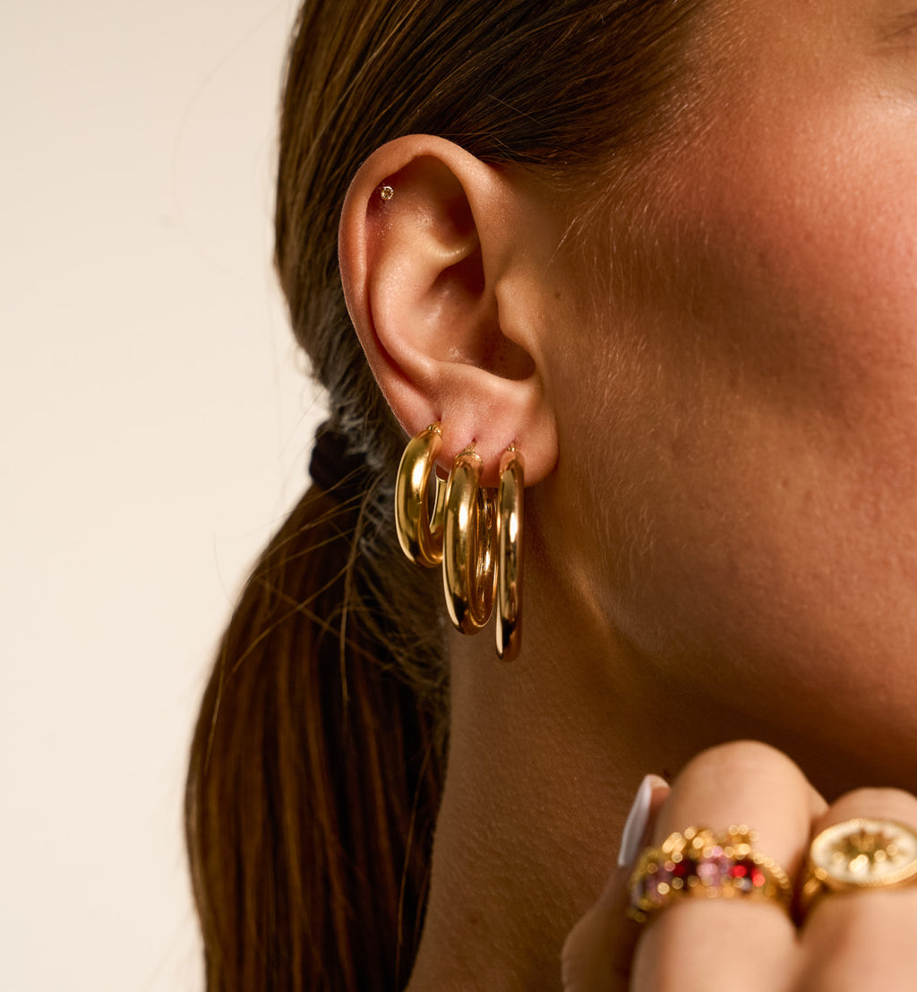 Anna + Nina Thick Plain Hoop Earrings