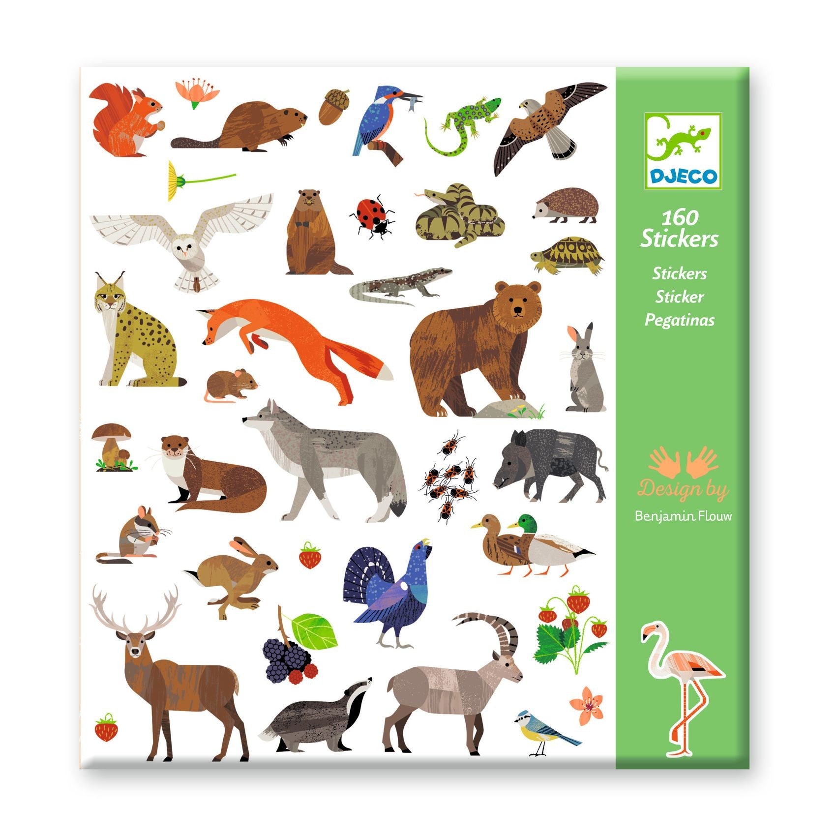 Djeco 160 Stickers On Sheets - Fauna
