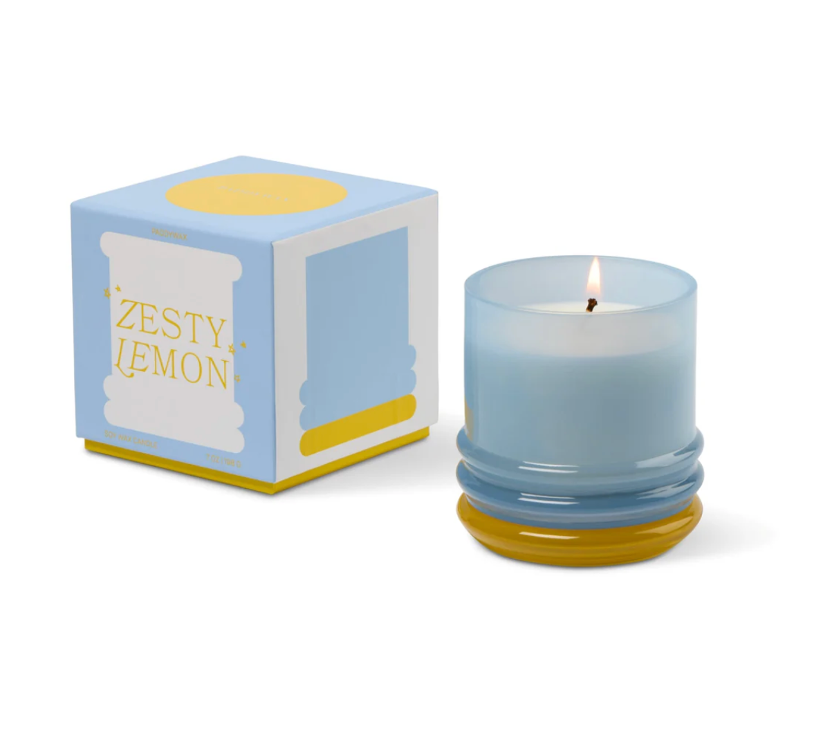 Paddywax Glass Candle Blue and Yellow - Zesty Lemon