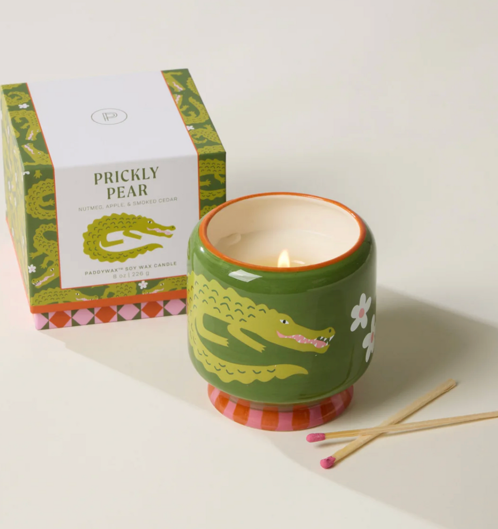 Paddywax Crocodile Ceramic Candle - Prickly Pear