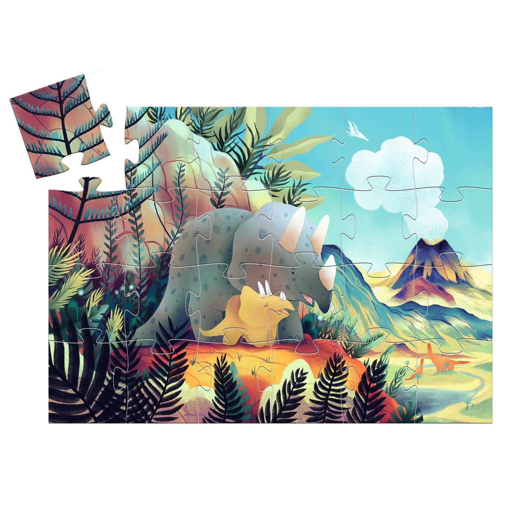 Djeco Silhouette 24 Piece Puzzle - Teo The Dino