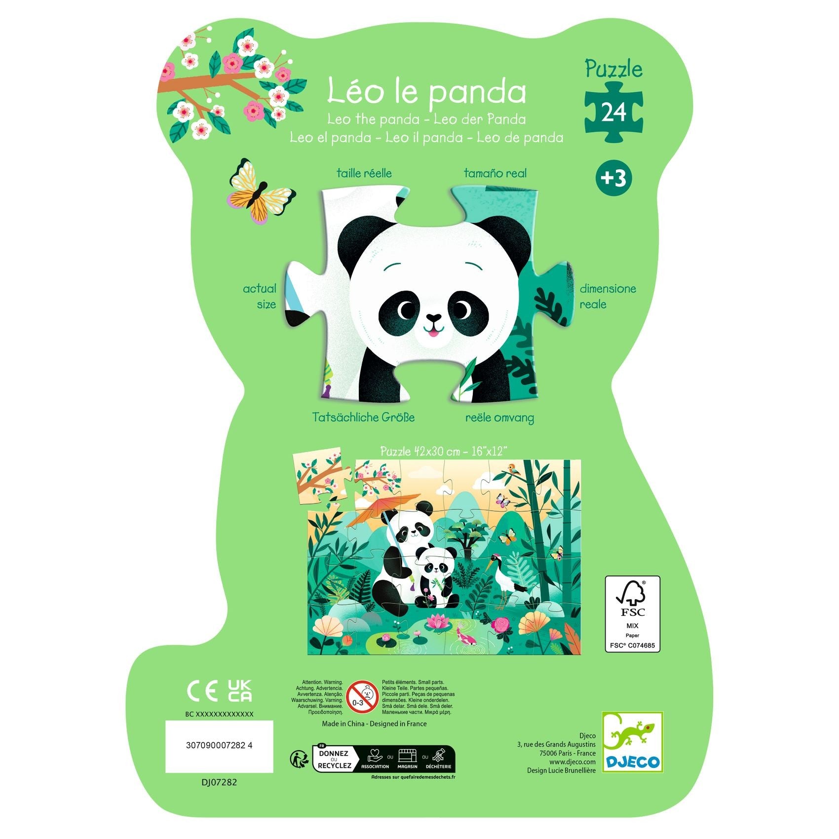 Djeco Silhouette 24 Piece Puzzle - Leo The Panda