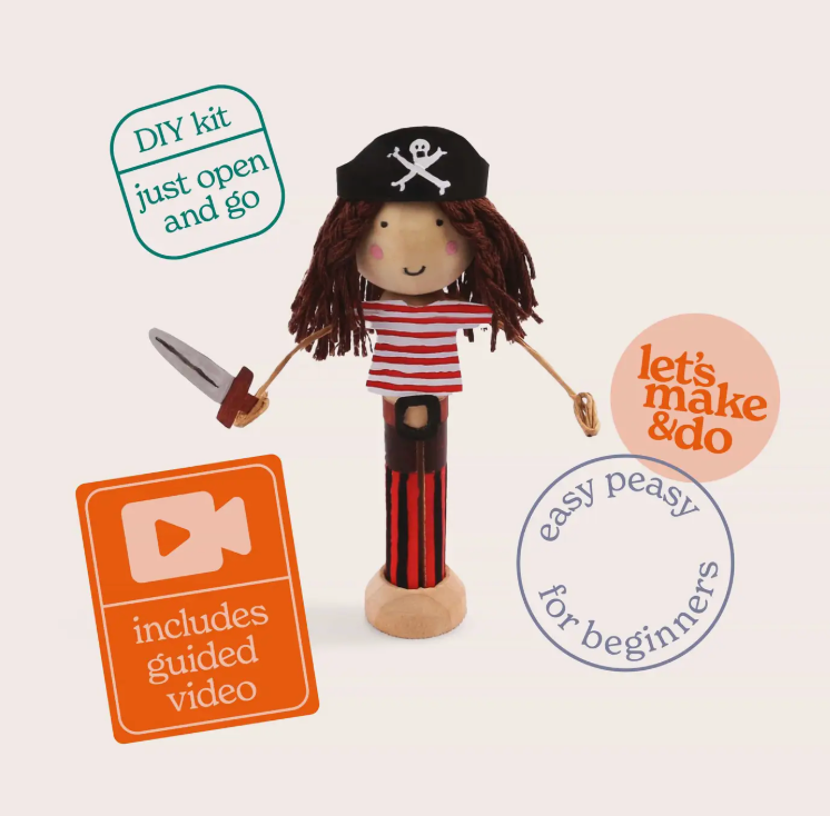 Let's Make & Do Kids Craft Pirate Peg Doll Kit