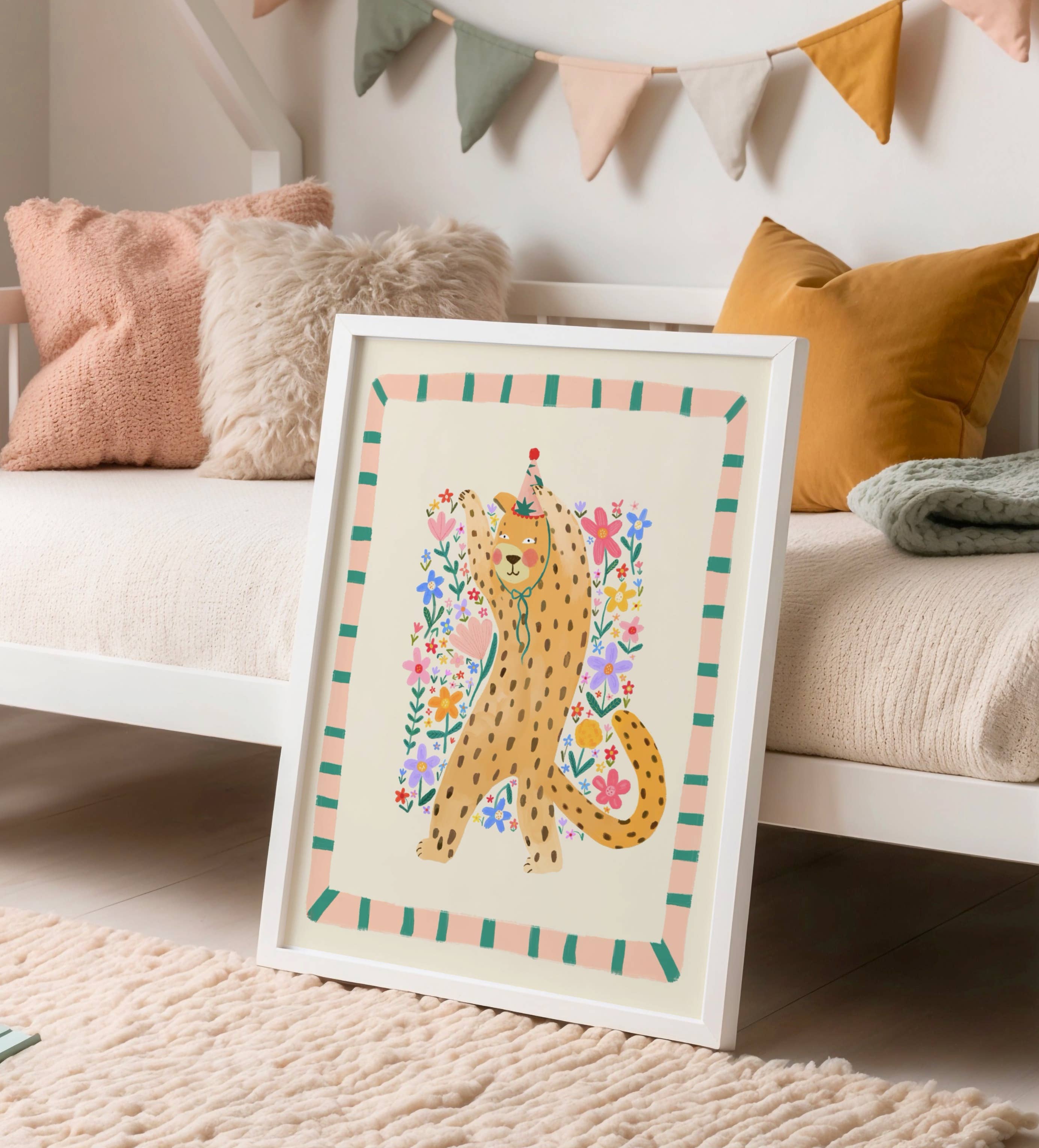 Luna Leopard, Kids Art Print, Colourful Art, Fun Art, Animal