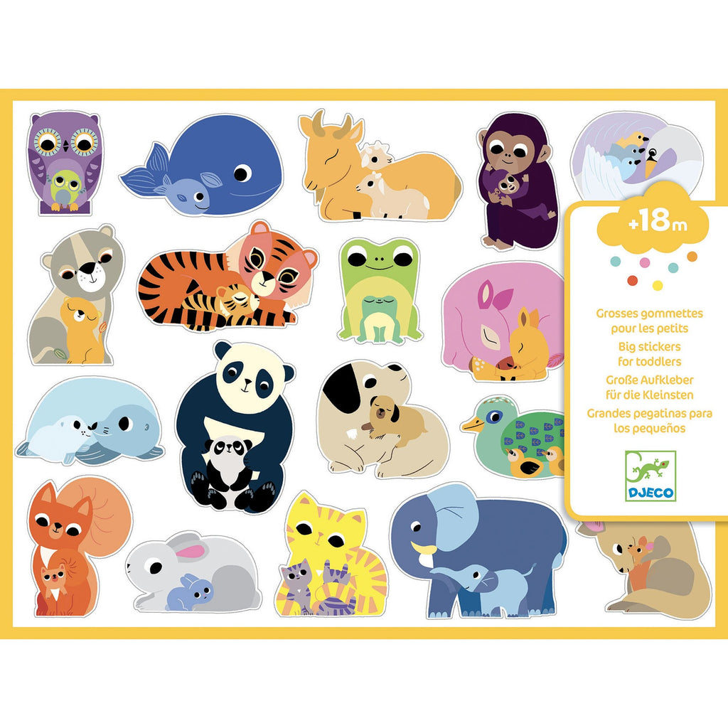 Djeco 100 Coloured Stickers - Mums and Babies