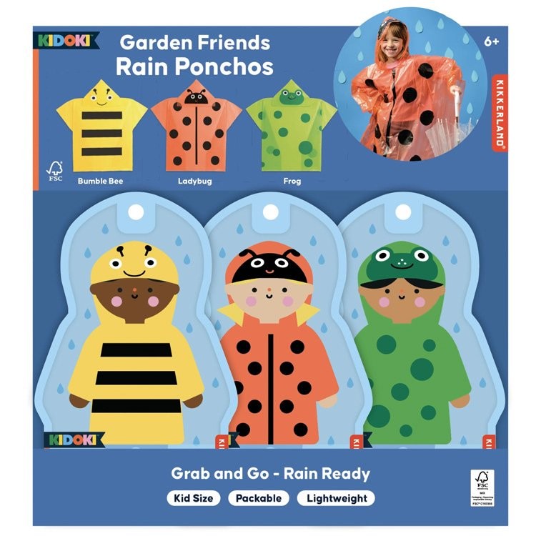 Kidoki Garden Friends Rain Ponchos