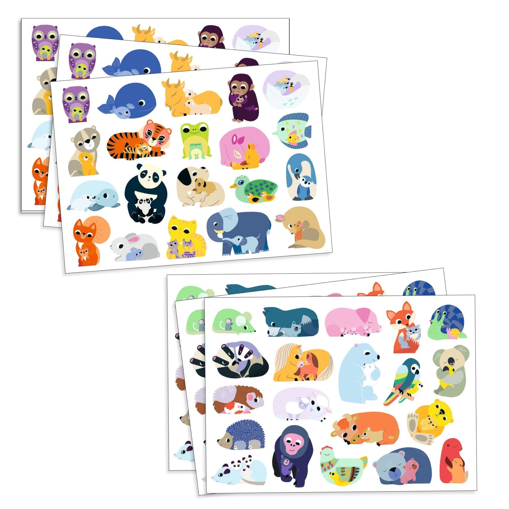 Djeco 100 Coloured Stickers - Mums and Babies