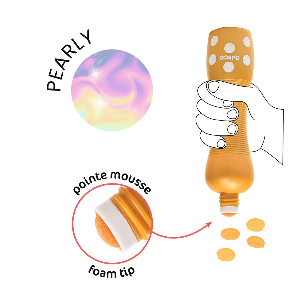 Djeco 6 Colouring Foam Dot Markers - Pearly