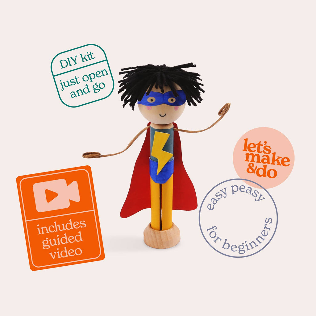 Make Your Own Superhero Craft Kit - Wooden Painting Gift Set