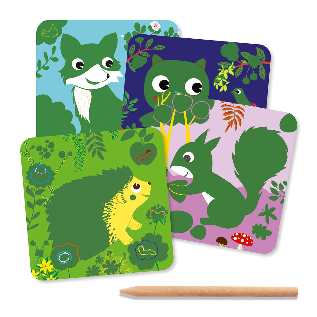 Djeco Colour Scratch Boards - Country Creatures