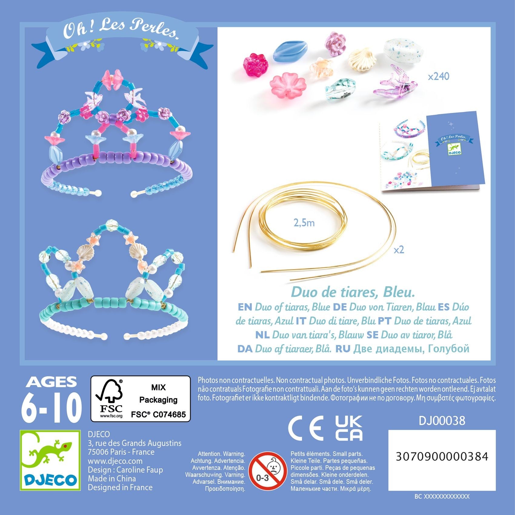 Djeco - Duo of Tiaras Beads craft kit