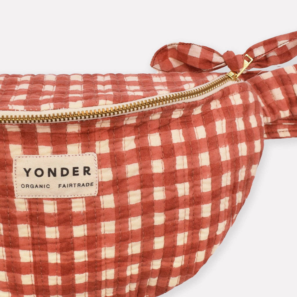 YONDER Cotton Quilted Bumbag | Gingham | Ginger
