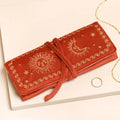 Rust Celestial Embroidered Velvet Jewellery Roll
