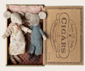 Maileg Grandma and grandpa mice in cigarbox