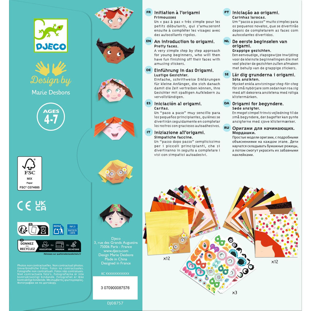 Djeco Origami Craft Set - Pretty Faces
