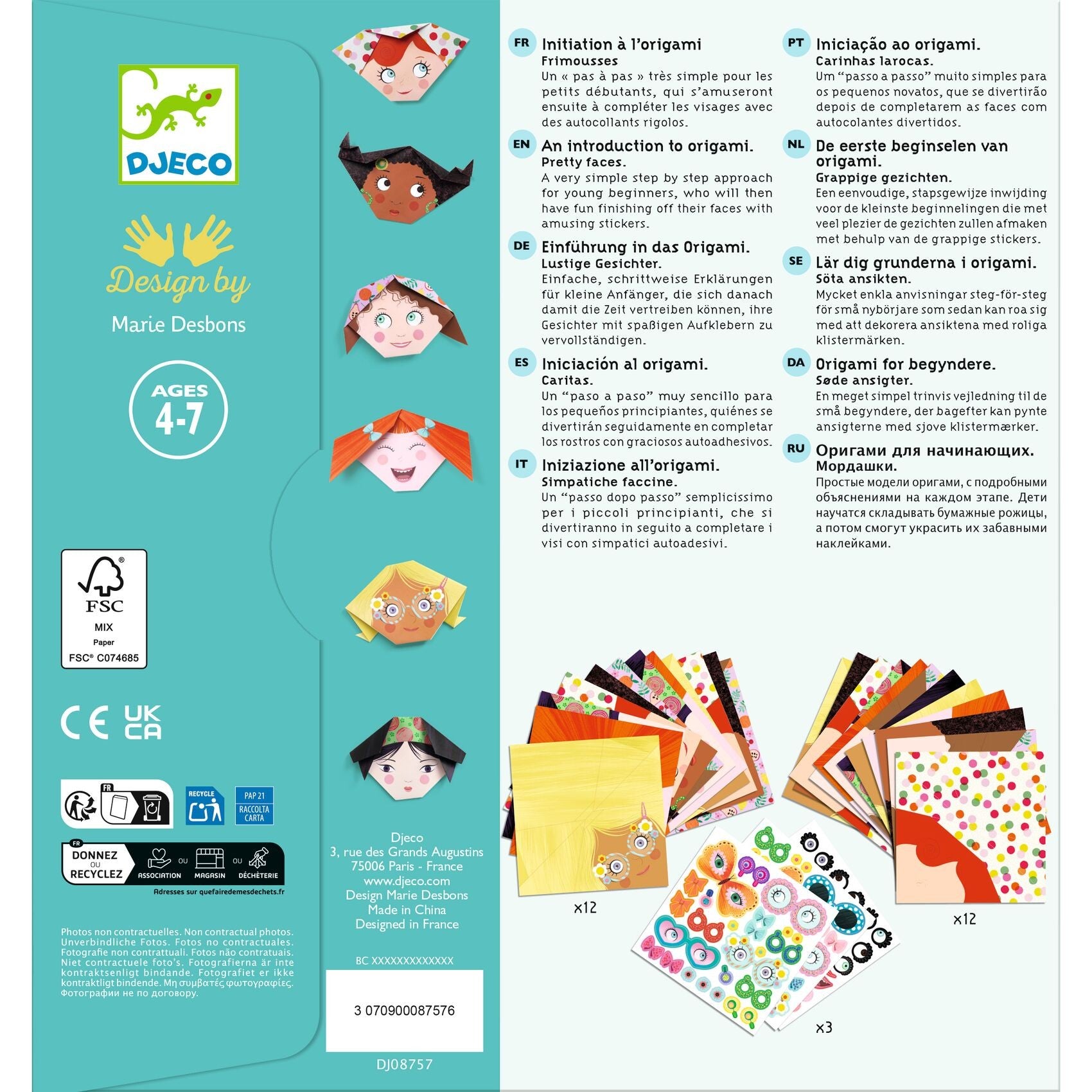 Djeco Origami Craft Set - Pretty Faces