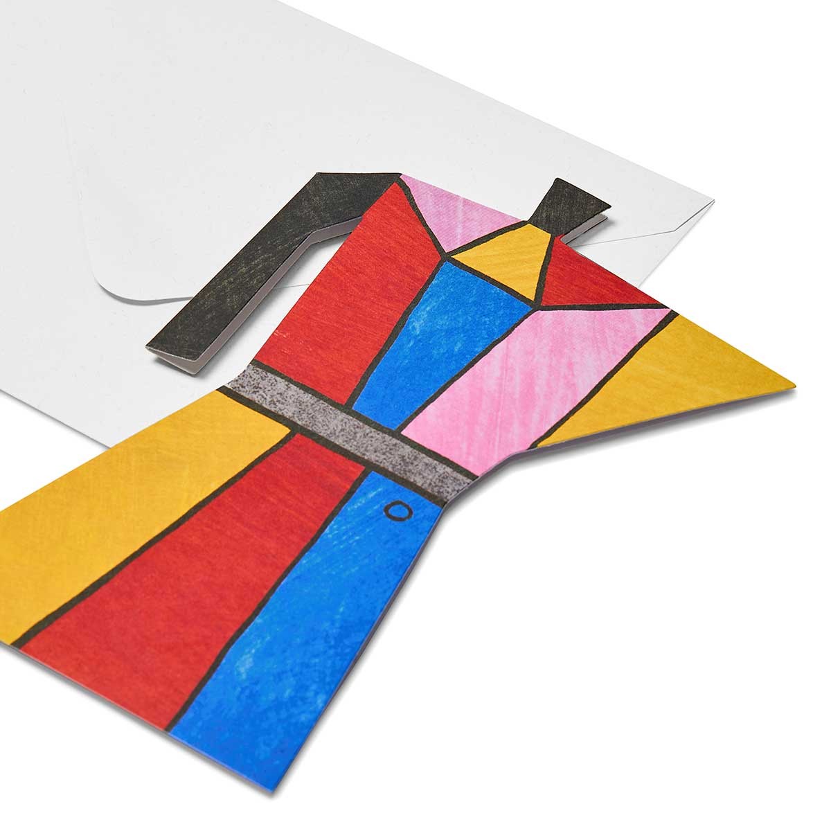 Colour Block Coffee Pot Shaped Greeting Card