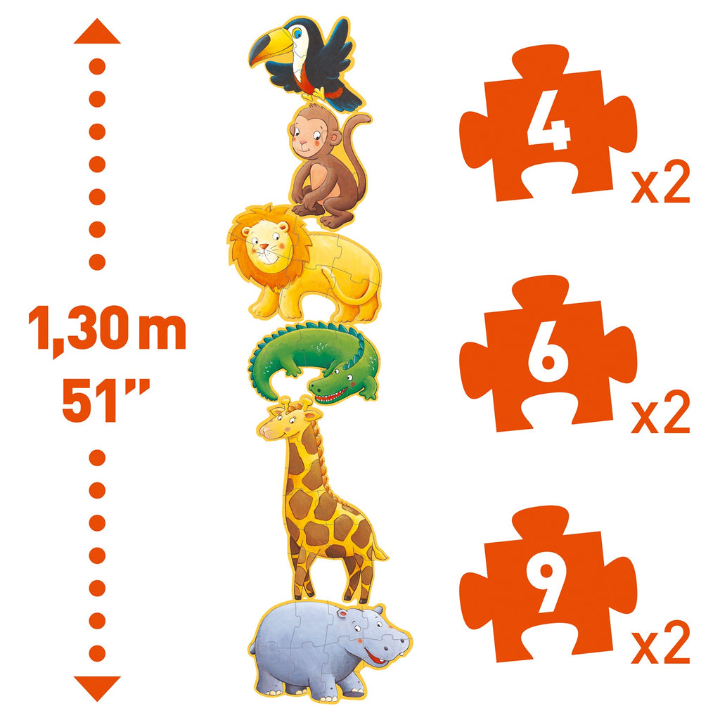 Djeco Marmoset & Friends 6 Animal-Shaped Puzzles 4, 6, 9 Pcs