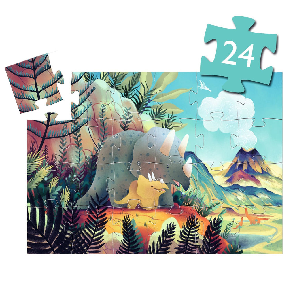Djeco Silhouette 24 Piece Puzzle - Teo The Dino