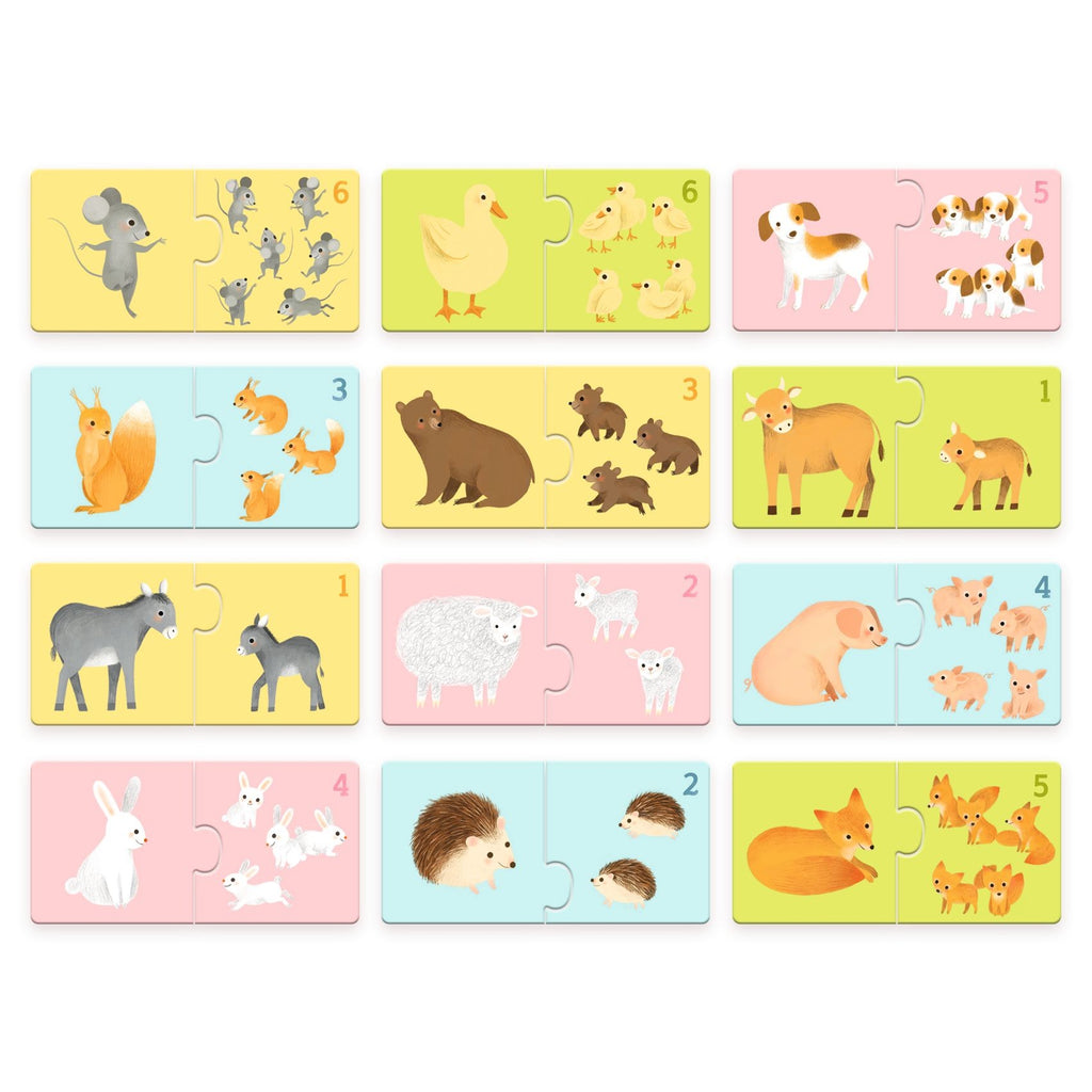 Djeco 12 Duo Puzzles - Baby Animals