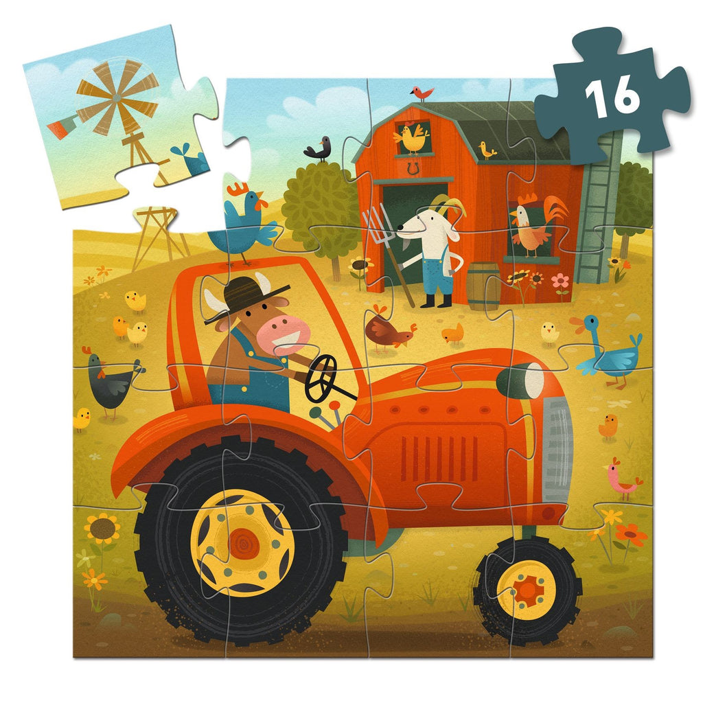 Djeco Silhouette 16 Piece Puzzle - The Tractor