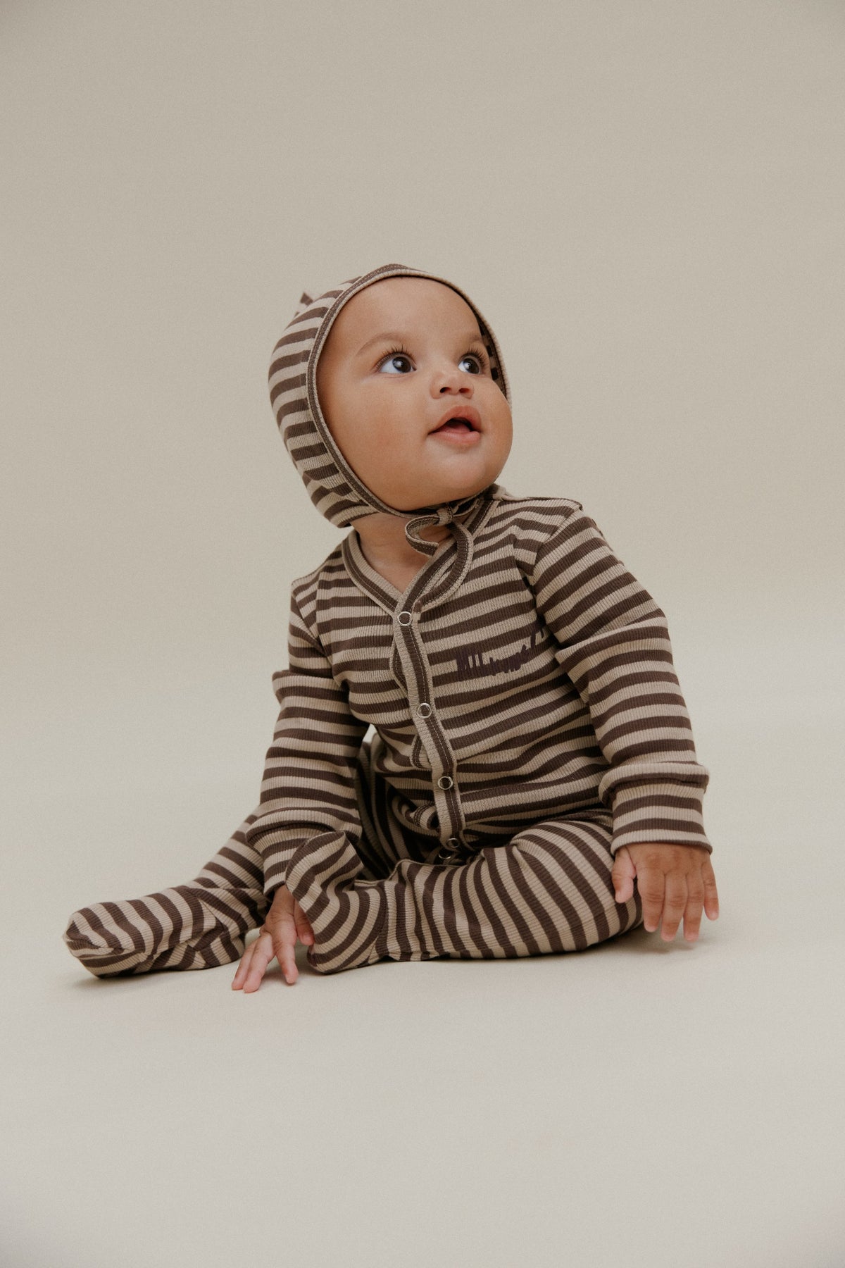 Claude & Co Milking It Acorn Stripe Onesie