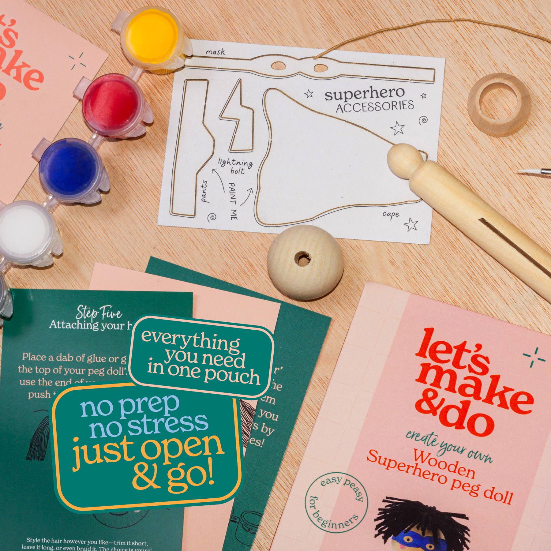 Make Your Own Superhero Craft Kit - Wooden Painting Gift Set