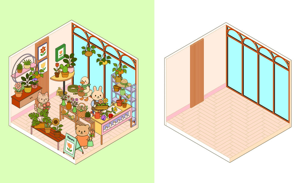 CUTE N COZY STICKER THERAPY: FLOWER SHOPS (SKITTLEDOG) (PB)