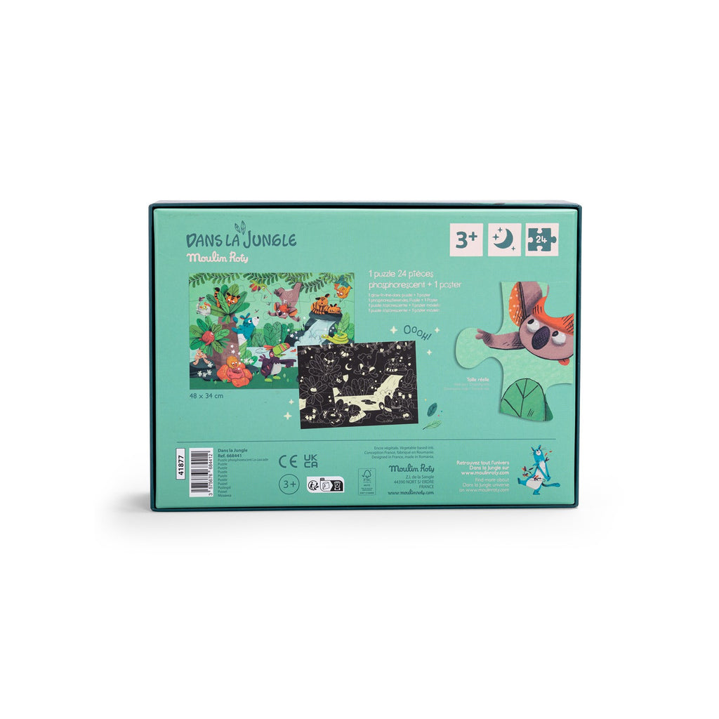 Moulin Roty The waterfall glow-in-the-dark puzzle (24 pcs) - Dans la Jungle