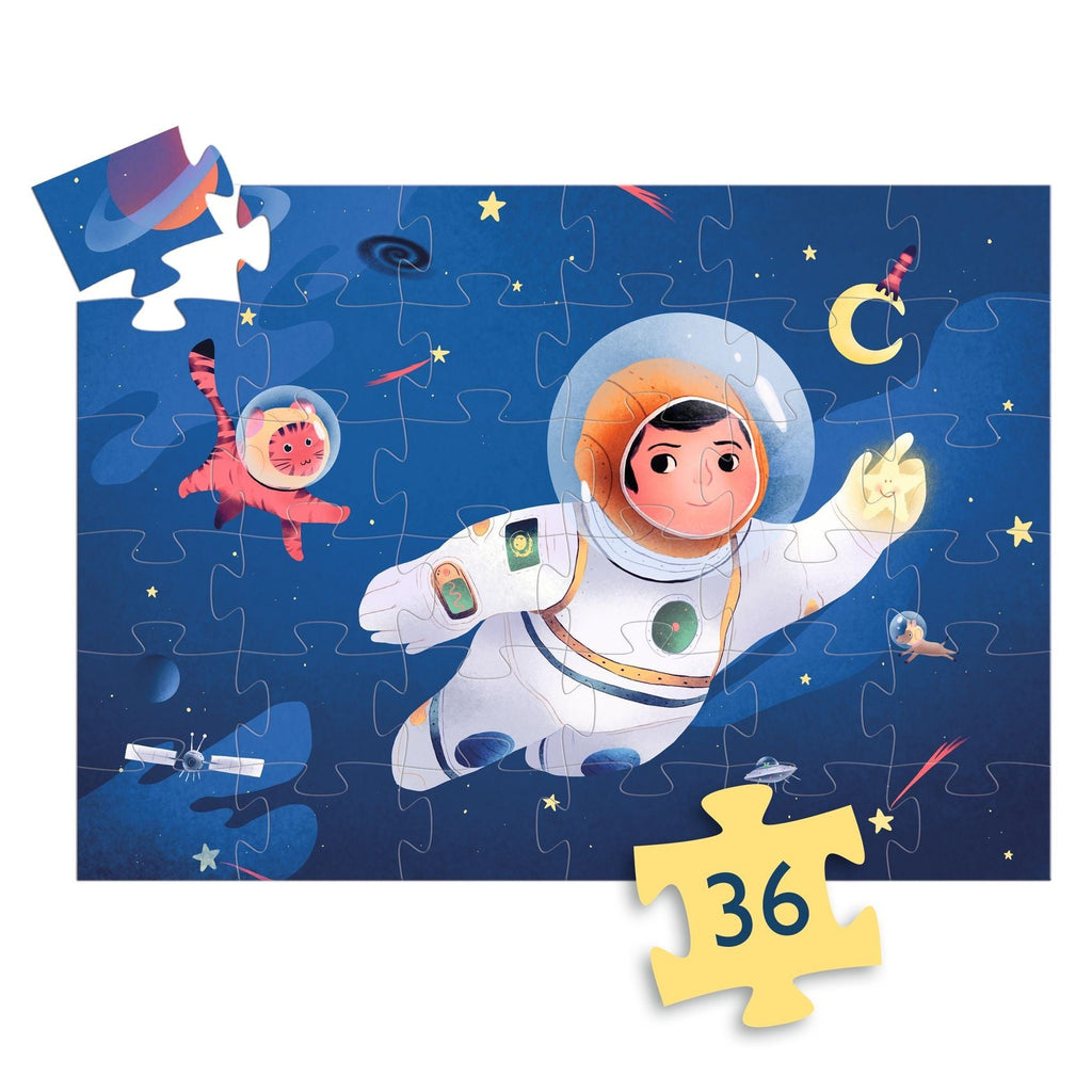 Djeco Silhouette 24 Piece Puzzle - Astronaut On The Moon