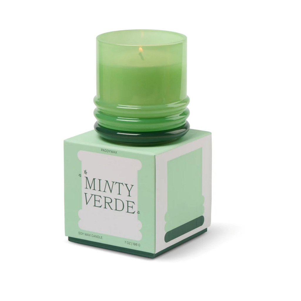 Paddywax Glass Candle Bright Green and Dark Green - Minty Verde