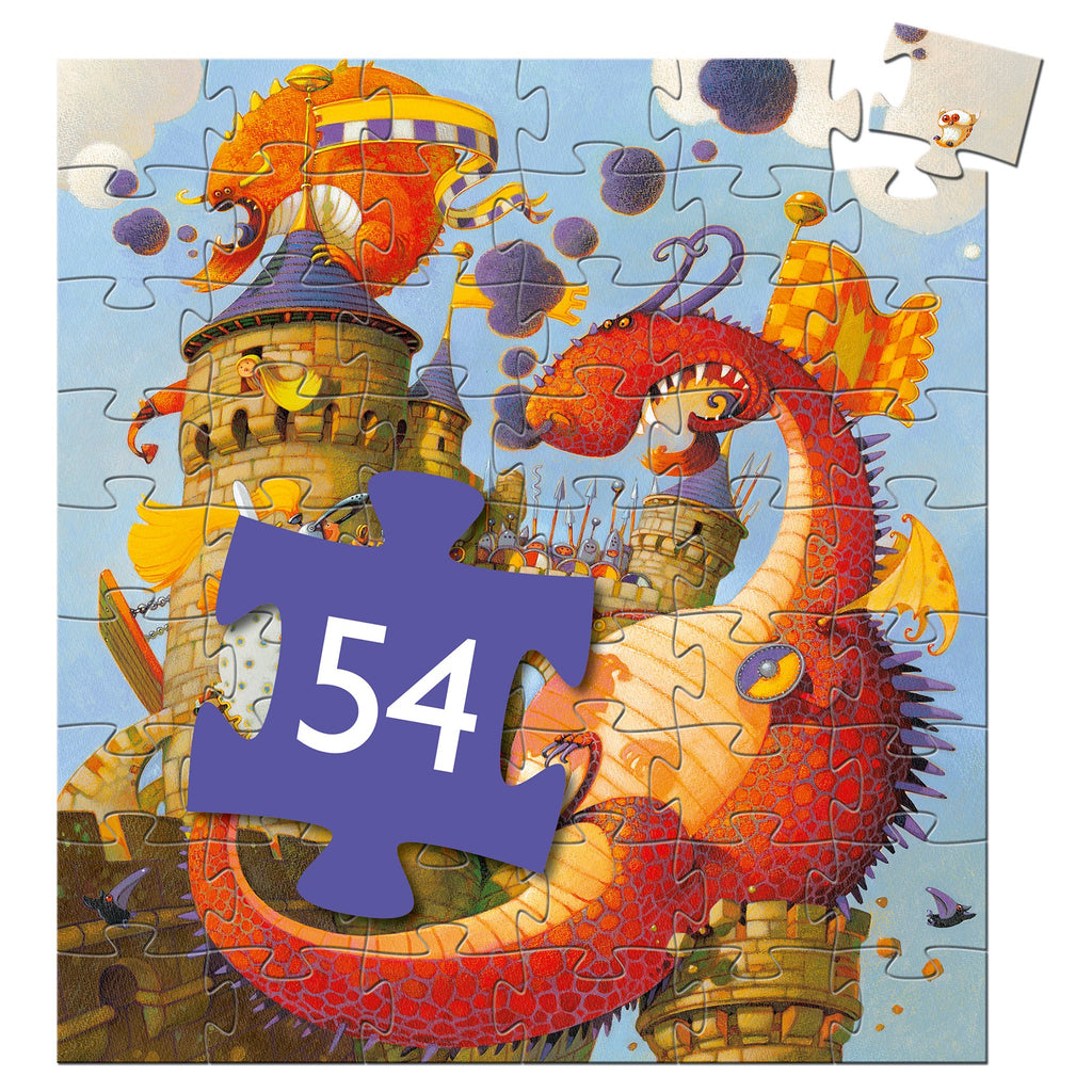 Djeco Silhouette 54 Piece Puzzle - Vaillant and The Dragon