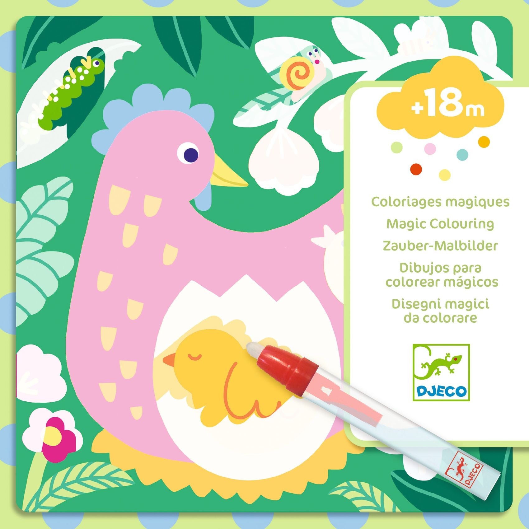 Djeco - Magic Colouring - Peekaboo! Garden Baby Animals