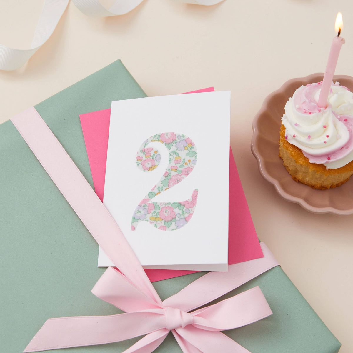 Age 2 Birthday Card | Liberty Fabric Number | A7