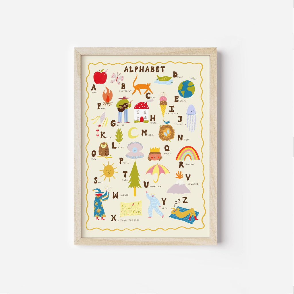 Illustrated Alphabet Art Print | Children's Wall Art | Kids