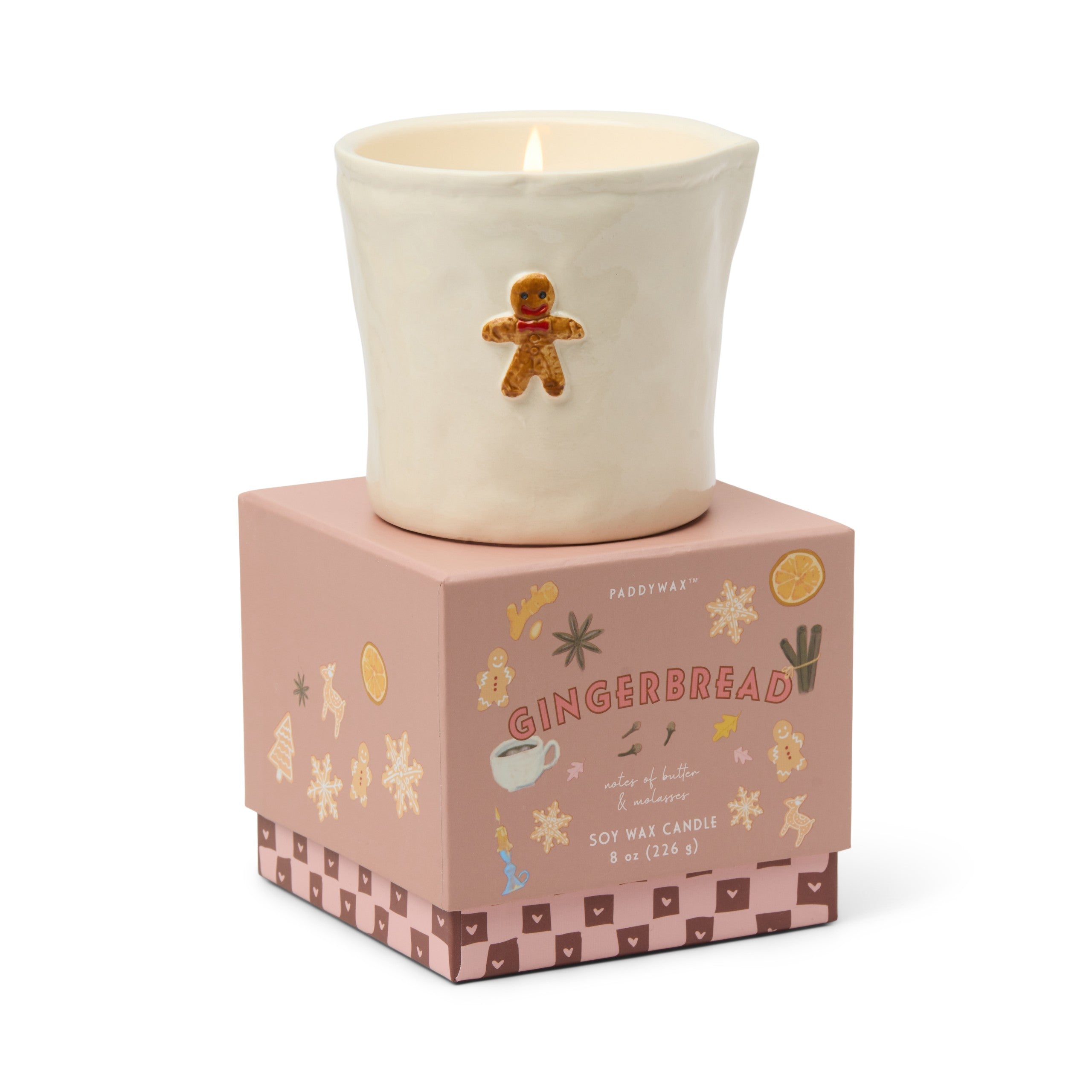 Paddywax Bistro 8oz/226g Gingerbread Embossed Ceramic Candle - Gingerbread
