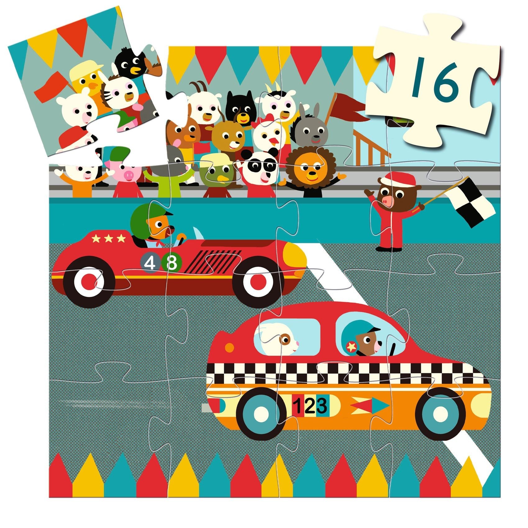 Djeco Silhouette 16 Piece Puzzle - Racing Car