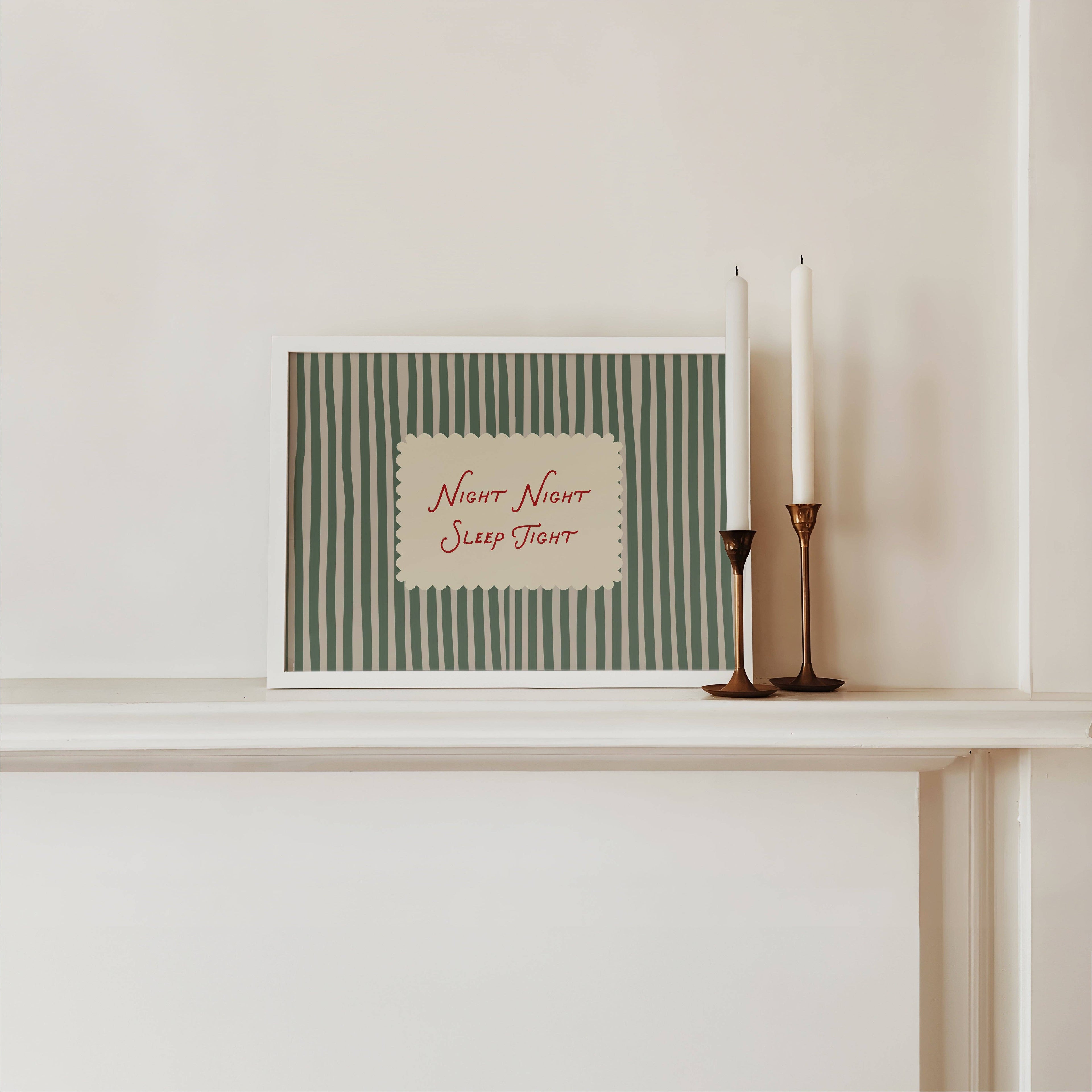 Night Night Sleep Tight Stripe Print
