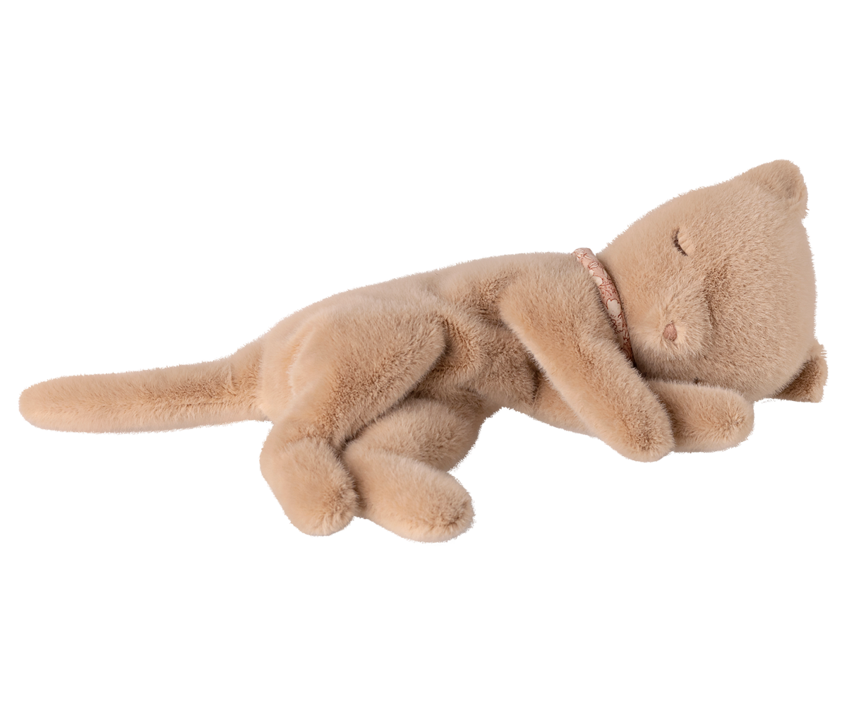 Maileg Sleeping kitten plush, Small - Cream peach