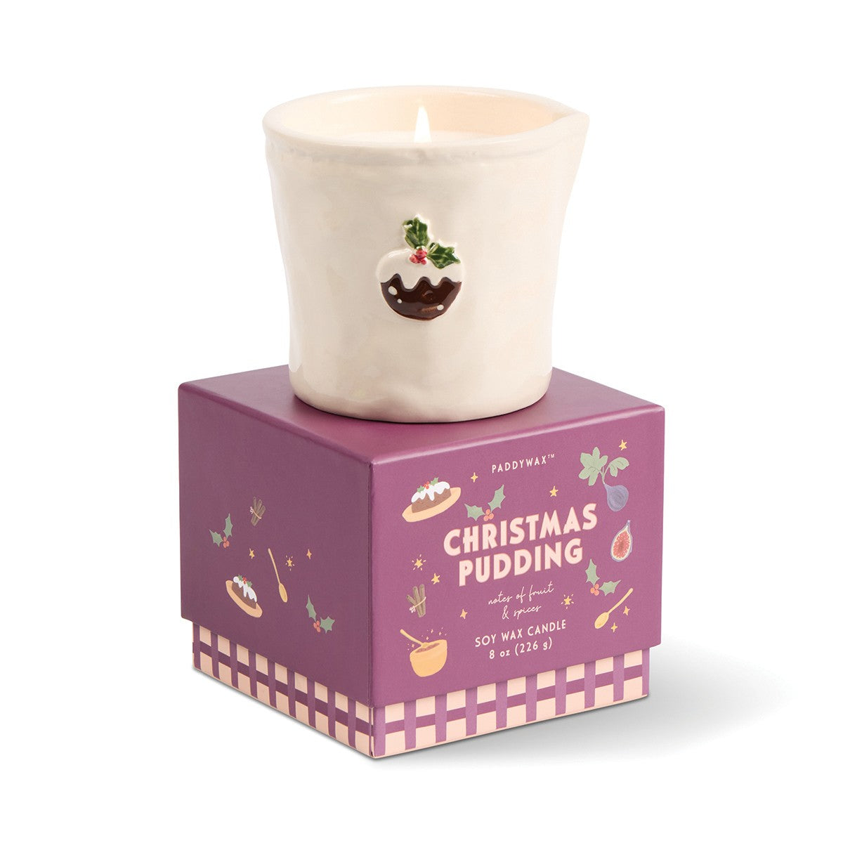 Paddywax Bistro 8oz/226g Christmas Pudding Ceramic Candle - Fruit & Spices
